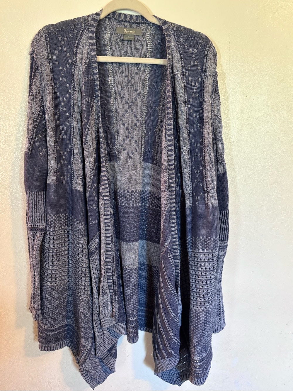 Natural Reflections Open-Front Chunky Knit Cardigan - Gray